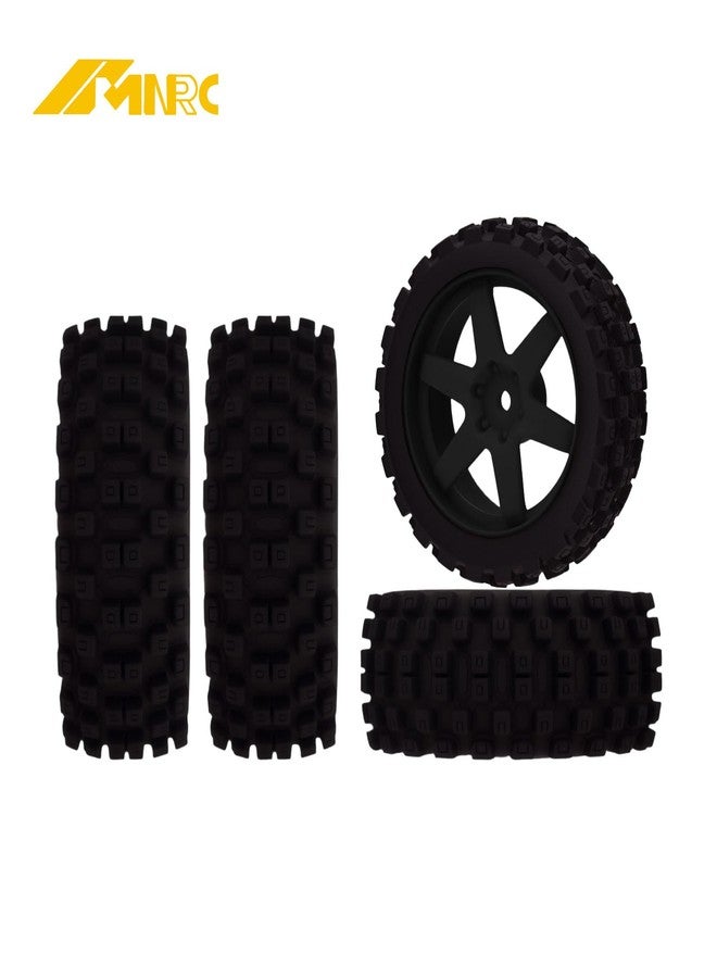 NMNRC Hexagonal Style Pre Glued Wheel and Tires Plastic Rim Rubber for 1/18 Typhon Grom 223S Series Upgrades Part Black - Image 3